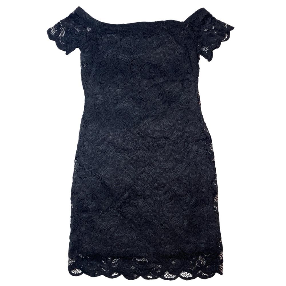 Ambiance Black Laced Off-The-Shoulder Juniors Dress